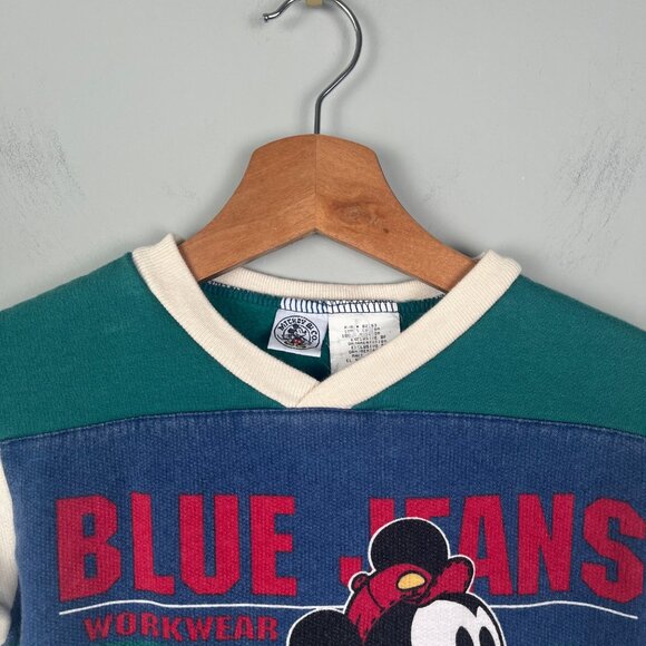 Vintage Mickey & Co Blue Jeans Workwear Fleece V Neck Sweater Toddler Sz. 4T - Picture 3 of 7